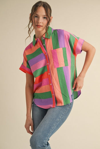 Jodifl Multi Colored Mixed Striped Top in Multi