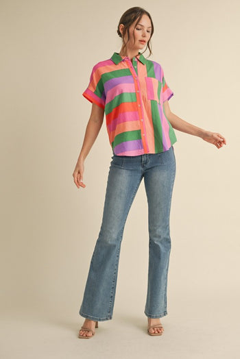 Jodifl Multi Colored Mixed Striped Top in Multi