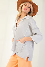 Load image into Gallery viewer, Easel Mineral Washed Distressed Ribbed Knit top in Stone Grey
