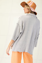 Load image into Gallery viewer, Easel Mineral Washed Distressed Ribbed Knit top in Stone Grey
