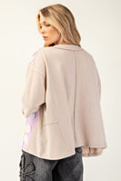 Easel Color Block Daisy Patched Top in Natural