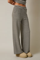 Gilli Contrasting Striped Ribbed Pants in Olive-Cream Stripe