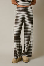 Load image into Gallery viewer, Gilli Contrasting Striped Ribbed Pants in Olive-Cream Stripe
