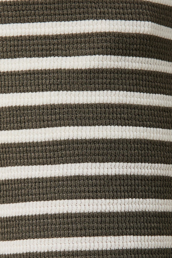 Gilli Contrasting Striped Ribbed Pants in Olive-Cream Stripe