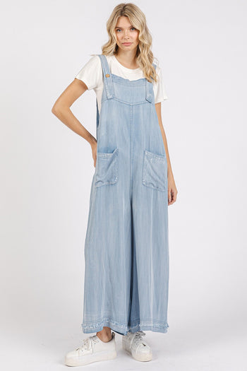Mittoshop Chambray Tencel Jumpsuit in Light Denim