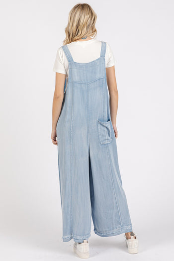 Mittoshop Chambray Tencel Jumpsuit in Light Denim