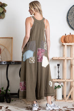 Load image into Gallery viewer, BlueVelvet Patched Ankle Length Wide Leg Jumpsuit in Mocha Olive
