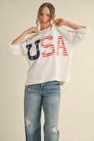 Jodifl OVERSIZED Mixed Print USA Patched Top in White