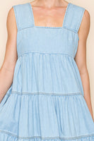 White Birch Denim Tent Midi Dress in Light Denim