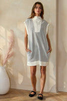 BucketList Textured Striped with Contrasting Details Mini Dress in Black