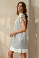 BucketList Textured Striped with Contrasting Details Mini Dress in Black