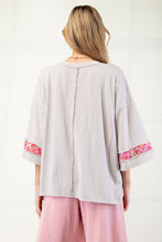 Load image into Gallery viewer, Easel Mixed Print Patched Front Cotton Knit Top in Mushroom
