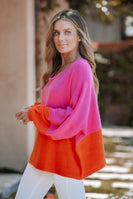 Lavender J OVERSIZED Color Block Top in Multicolor