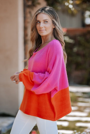 Lavender J OVERSIZED Color Block Top in Multicolor