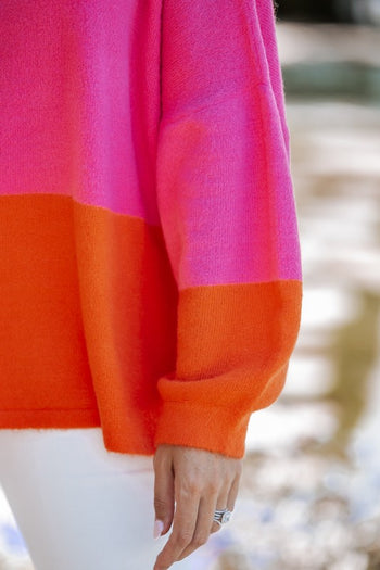 Lavender J OVERSIZED Color Block Top in Multicolor