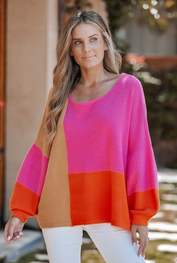 Lavender J OVERSIZED Color Block Top in Multicolor