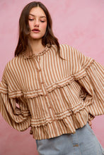 Load image into Gallery viewer, So Me Variegated Stripe Reversible Flowy Boho Top in Coffee
