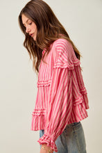 Load image into Gallery viewer, So Me Variegated Stripe Reversible Flowy Boho Top in Fuchsia
