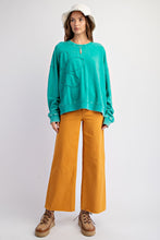 Load image into Gallery viewer, Easel Terry Knit Top with Flower Patch in Atlantis Green
