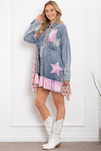 Load image into Gallery viewer, BlueVelvet Denim Top with Mixed Patched Details in Denim ON ORDER
