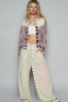 POL Mixed Print Patchwork Jacket in Red Multi