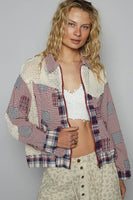 POL Mixed Print Patchwork Jacket in Red Multi