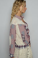 POL Mixed Print Patchwork Jacket in Red Multi