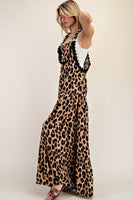 ee:some Cheetah Print Jumpsuit with Lace Trim Details in Brown