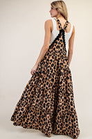 ee:some Cheetah Print Jumpsuit with Lace Trim Details in Brown