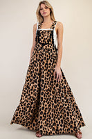 ee:some Cheetah Print Jumpsuit with Lace Trim Details in Brown