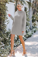 Lavender J Solid Color Tunic Sweater Dress in Gray