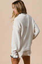 Load image into Gallery viewer, BiBi Knit Sweater with Large Sequin Bow and Ruffle Details in Off White
