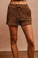 BiBi Leopard Knit Shorts in Camel/Black