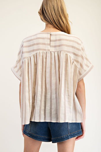 ee:some Striped Boxy Top in Sand