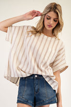 Load image into Gallery viewer, ee:some Striped Boxy Top in Sand

