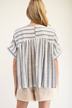 Load image into Gallery viewer, ee:some Striped Boxy Top in Ocean Blue
