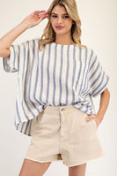 ee:some Striped Boxy Top in Ocean Blue