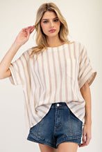 Load image into Gallery viewer, ee:some Striped Boxy Top in Sand
