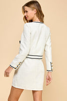 TCEC Tweed Jacket with Bow Accents in White