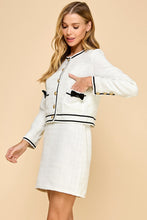 Load image into Gallery viewer, TCEC Tweed Jacket with Bow Accents in White
