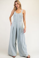 ee:some Mineral Washed Scoop Neck Jumpsuit in Denim