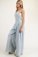 ee:some Mineral Washed Scoop Neck Jumpsuit in Denim