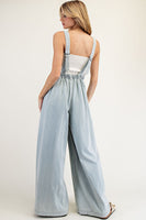 ee:some Mineral Washed Scoop Neck Jumpsuit in Denim
