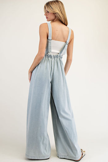 ee:some Mineral Washed Scoop Neck Jumpsuit in Denim