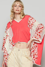 Load image into Gallery viewer, POL Oversized Contrasting Pattern Top in Peach Echo
