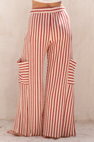 Jade By Jane Textured Stripe Wide Leg Pants in Red