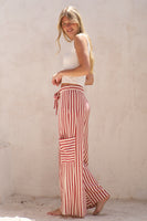 Jade By Jane Textured Stripe Wide Leg Pants in Red