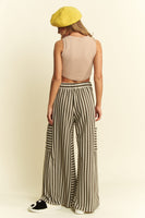 Jade By Jane Textured Stripe Wide Leg Pants in Olive