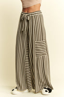 Jade By Jane Textured Stripe Wide Leg Pants in Olive