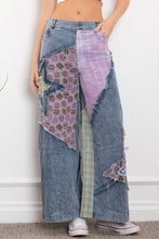 Load image into Gallery viewer, BlueVelvet Contrasting Fabric Pants with Star Patches in Denim
